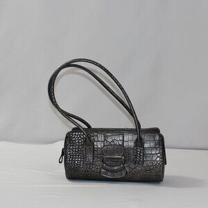 Amanda Smith Grey Faux Snakeskin Purse with Silver Hardware‎
